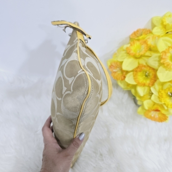 Coach yellow and tan satchel bag - Picture 5 of 16